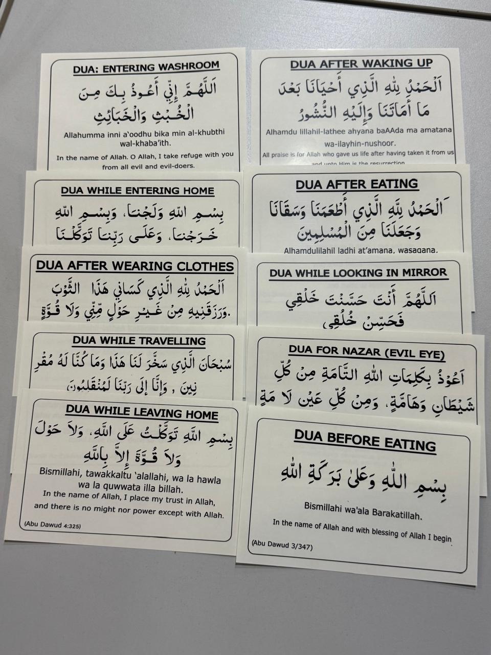 English Dua Stickers (12 dua in a set)